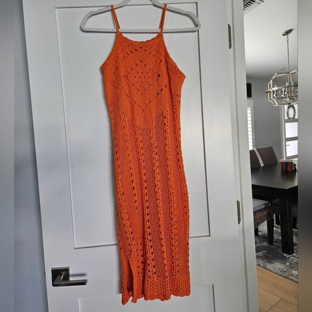 Knit Cami Maxi Dress Orange Size L